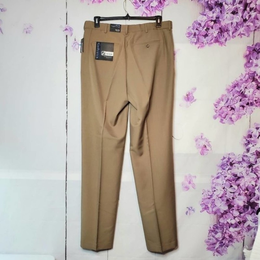 *SOLD* Van Heusen Tan No-Iron Extender Flat-Front Dress Pants 36x36 - Picture 3 of 13